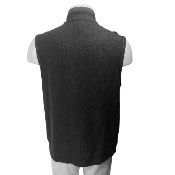 Tasso Elba Men's Black Sleeveless Full Zip Stand Collar Sweater Vest Jacket Sz L - Picture 3 of 4
